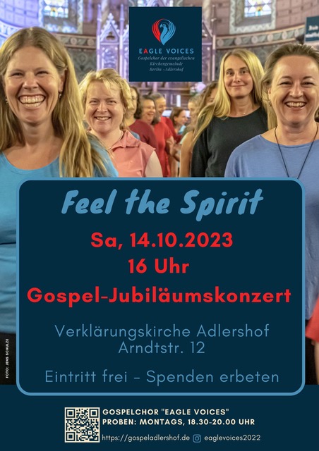 Ankündigung für das Jubiläumskonzert des Gospelchores der Evangelischen Kirchemgemeinde Berlin-Adlershof