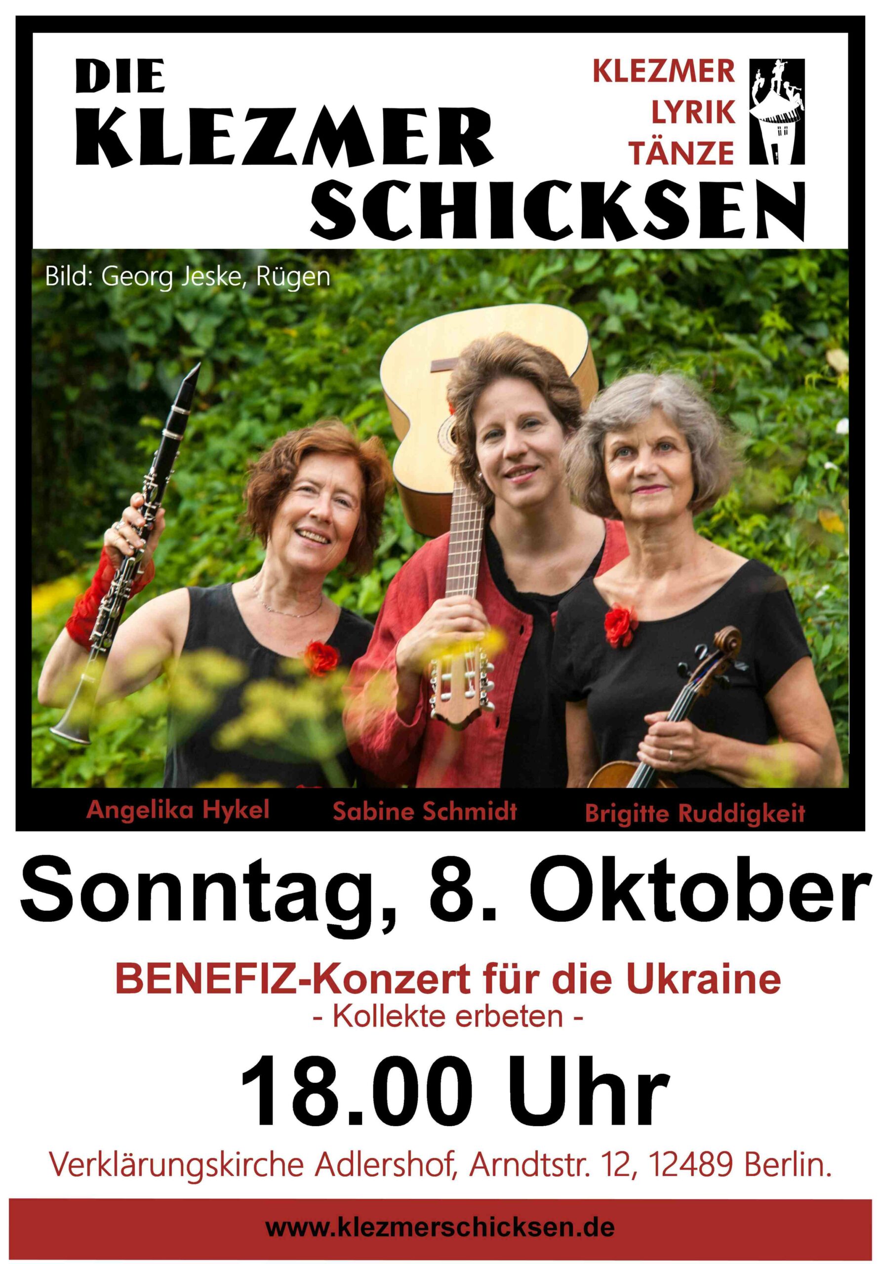 Plakat zur Ankündigung des Konzerts der Klezmerschicksen